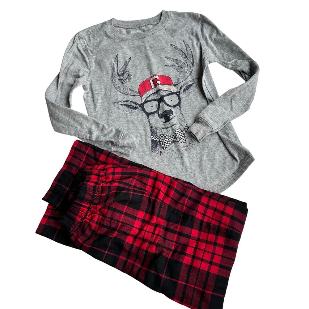 Gap Kids Pajama Set Reindeer Print Size 8 - Adorable!